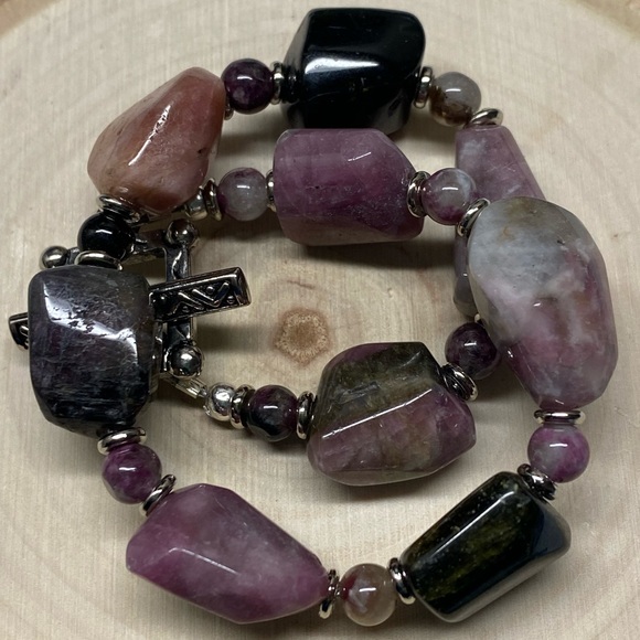 Multi colored tourmaline gemstone bracelet - Picture 2 of 2